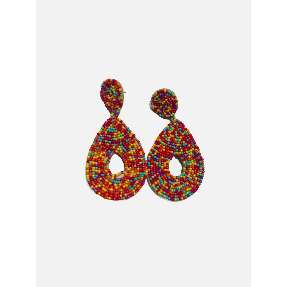 Unbranded Beaded Teardrop Earrings Women OS Multicolor Boho Statement Dangle